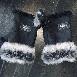 NWOT  Ugg Australia Fur Trim Fingerless Gloves